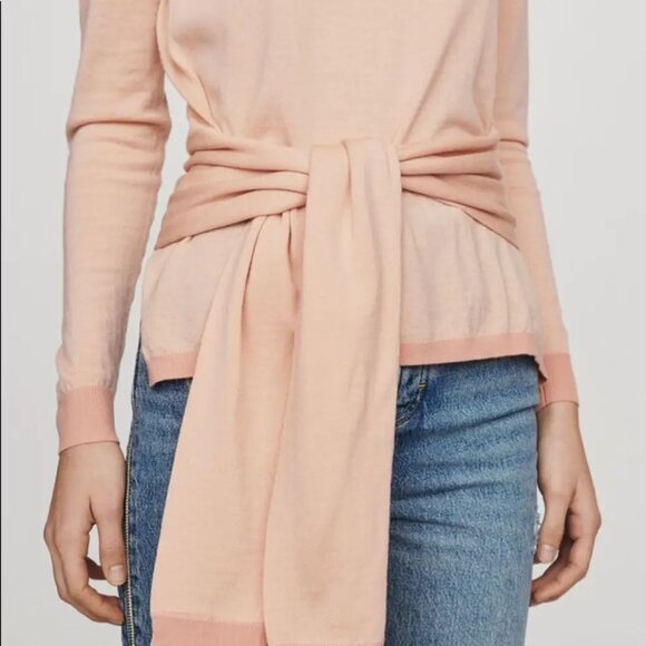 Maje Meryla Peach Tie-Waist Wool Sweater - Sz M - WORN ONCE - Picture 14 of 16